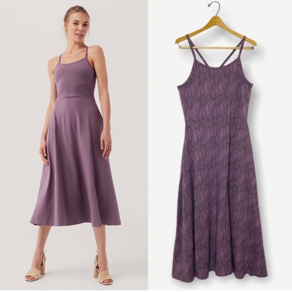 NWT Pact Lagoon Fit and Flare Maxi Dress in Purple